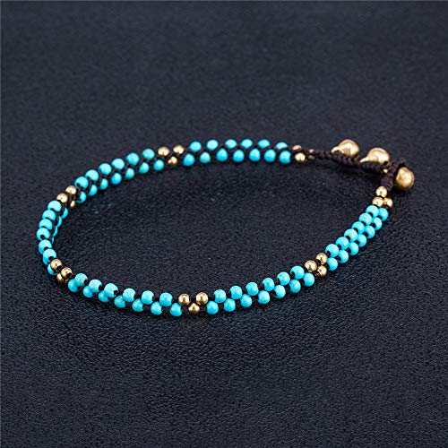 Image of kelistom Bohemian Ankle Bracelets for Women Handmade Natural Stone Beaded Chain Anklet