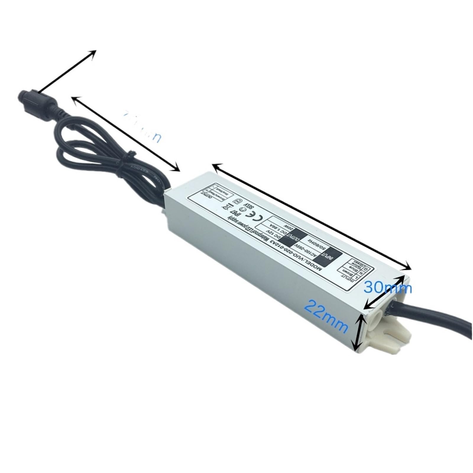 Sterownik LED do wewnątrz/na zewnątrz, 12 W, 20 W, zasilacz AC 100-265 V, oświetlenie LED, wodoodporny sterownik IP67 do LED (12 W)