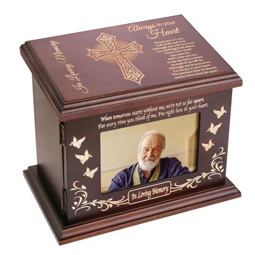 Cremation Memorial Urns for Human Ashes Adult Male Female, Wooden Picture Frame Urns Box and Casket for Men Women Child, Burial Funeral for Ashes, Holds Up to 250 LBS