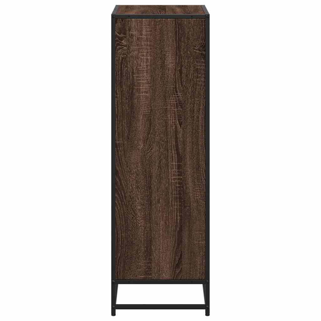 Estantería estrecha 60 x 35 x 107,5 cm marrón efecto roble madera de metal estante alto para salón almacenamiento
