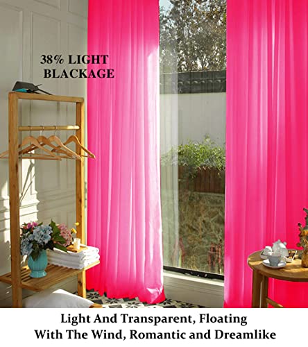 Hot Pink Chiffon Backdrop Curtain 2 Panels 29 Inch (74Cm Wide) By 120 Inches (300Cm Long) Wedding Chiffon Backdrop Drapes Beach Curtains For Living Room Voile Window Curtain Photography Backdrop #TOP2