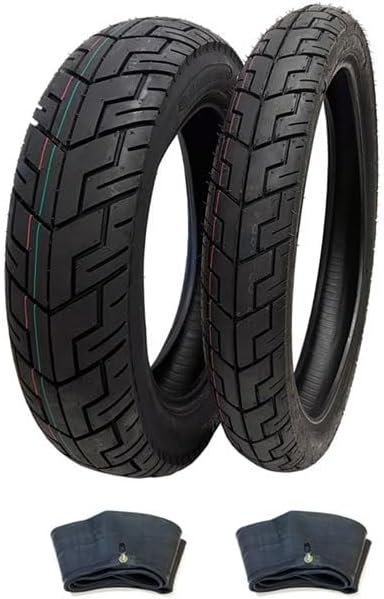 MMG TIRES AND INNER TUBES SET COMBO: Front Tire 90/90-18 and Rear Tire 130/90-15 for Motorcycles Cruiser Chopper Street Tread with Matching Inner Tubes - Model P47