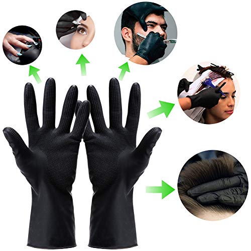 Hair Dye Gloves, Black Reusable Rubber Gloves, Professional Hair Coloring Accessories for Hair Salon Hair Dyeing,2Pcs - Image 6