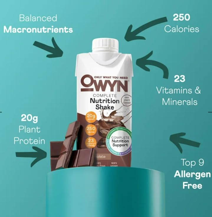OWYN Plant-Based Complete Nutrition Protein Shake, Chocolate, 20g plant based protein, 23 Vitamins Minerals, Vegan Nutritional Shake, Gluten, Soy, and Tree Nut-Free (Chocolate, 12 pack) - Image 3