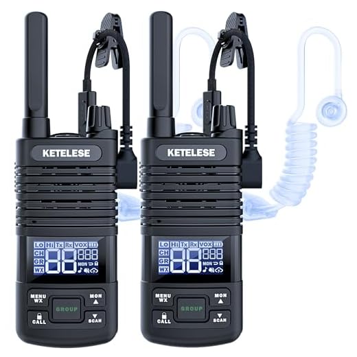 KETELESE T1 Rechargeable Walkie Talkies for Adults Long Range, 22 Channel 2 Way Radios, USB C FRS Walkie-Talkie with Earpiece, NOAA, VOX, Group Call for Hiking, Camping, Hunting (2 Pack), Black