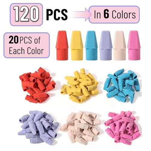 Image of Mr. Pen- Pencil Erasers Toppers, 120 Pack, Colorful, Latex Free, No Smudge | Mr Pen Erasers for Pencils, Pencil Top Erasers, Eraser Caps, Eraser Tops