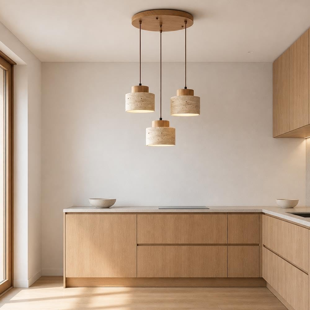 Lampa Wisząca E27 Drewna Lampa Wisząca Z Naturalnego Kamienia Żółtego