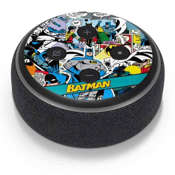Skinit Decal Audio Skin Compatible with Amazon Echo Dot 3 - Officially Licensed DC Comics Batman Vintage Pose Collage Art Design