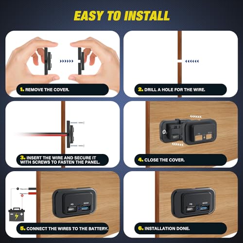 Image of Nilight 2 Pack Socket Panel 12V 24V Dual USB Outlet PD Type C QC3.0 | Surface Mount 48W Fast Waterproof for Automotive RV Marine Boat Motorcycle Truck