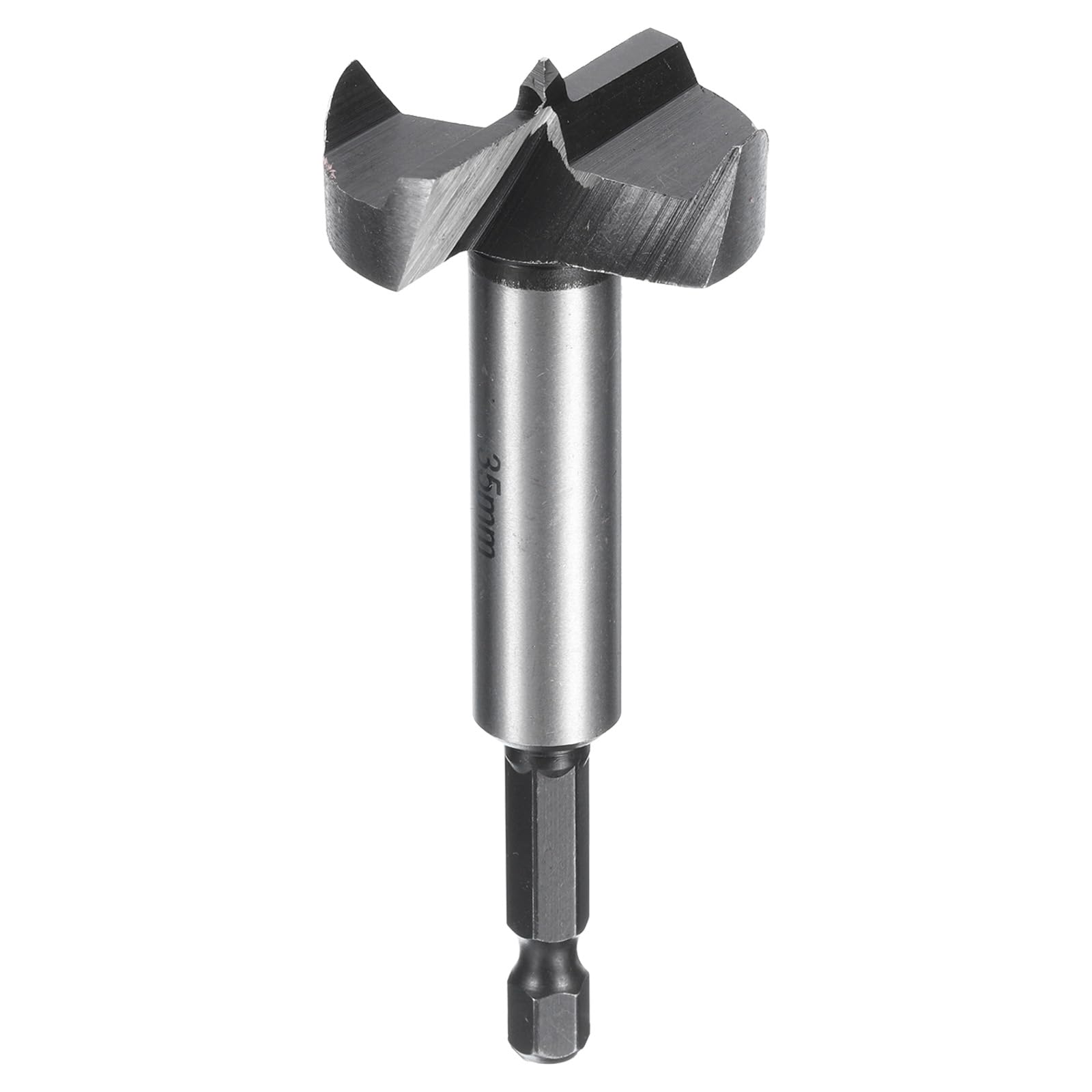 sourcing map Forstner Drill Bit 1-3/8"(35mm) Carbon Steel Single Tooth Flat Wing Wood Drilling Forstner Bit Hinge Cutter with 1/4" Hex Shank for Hardwood Softwood Plywood Woodworking