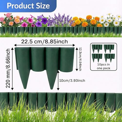 Image of Woven Garden Border Fence Pillar Design (10 Pcs) Bamboo - Interlocking Edging Panels | Flexible Weave Fence for Flower Beds, Lawns & Pathways