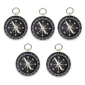 JZK 5 PCS 44mm Boussole de Poche en Métal avec Boucle sur Dessus pour Porte-clés Pandant, Fête Anniversaire Faveurs Cadeaux pour Enfants