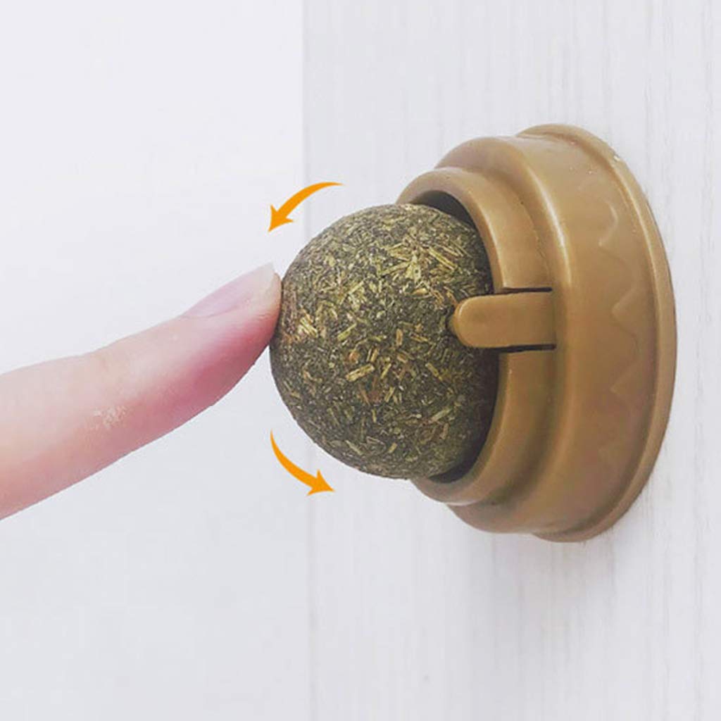 skryeieur Pet Accessories,Natural Catnip Cat Wall Stick-on Ball Toy Treats Healthy Natural Removes Hair Balls to Promote Digestion Cat Grass Snack Pet Supplies