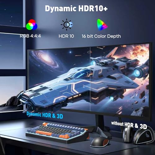 UANTIN 8K DisplayPort Cable 1.4, VESA Certified 3FT High-Speed Braided DP Cord [8K@60Hz, 4K@144Hz, 2K@240Hz] 32.4Gbps/HDR/HBR3/FreeSync/G-Sync, Display Port Cable for Gaming Monitor