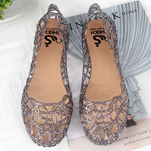 Womens Sandals, Women's Beach Jelly Sandals Cute, Casual Transparent Sandals Round Over Toed Flat Casual Shoes Outdoor Walking Sandals Breathable Summer3