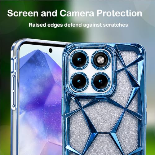 Image of VONZEE Gradient Glitter Case for Moto Edge 70 Fusion, Luxury Electroplated 3D Cube, Diamond Bling Shiny Soft TPU Clear Shockproof Women Girls Protective Phone Cover (Sierra)