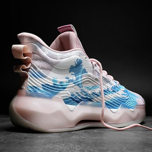 Image of Men's High-Top Basketball Shoes Anti-Slip and Wear-Resistant Soles Running Shoes Graffiti Design Fashionable Sports Shoes