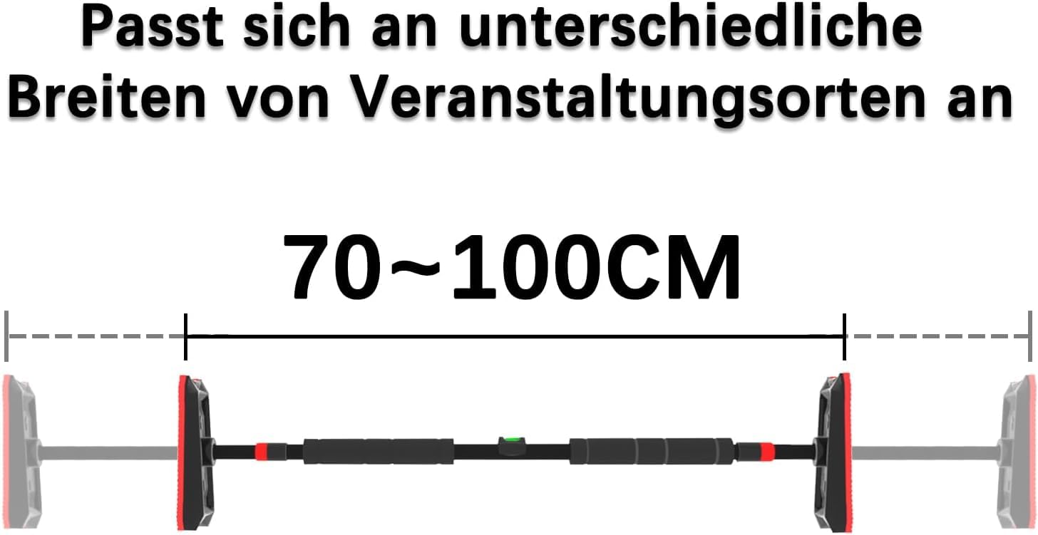 Klimmzugstange für Türrahmen ohne Schrauben, verstellbar 70-160 cm, mit Nivellierinstrument, bis 200 kg belastbar – Profi Türreck für das Training zu Hause