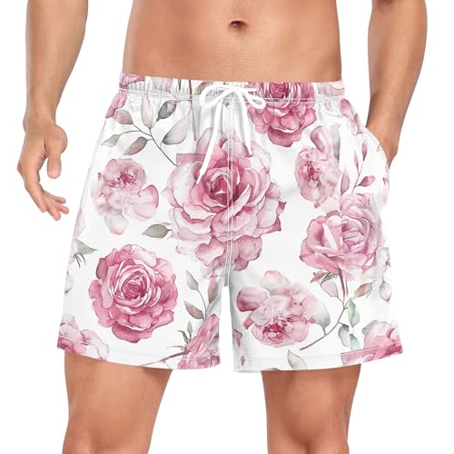 xigua Flowers Mens Swim Trunks with Liner, 5 inch Quick Dry Mens