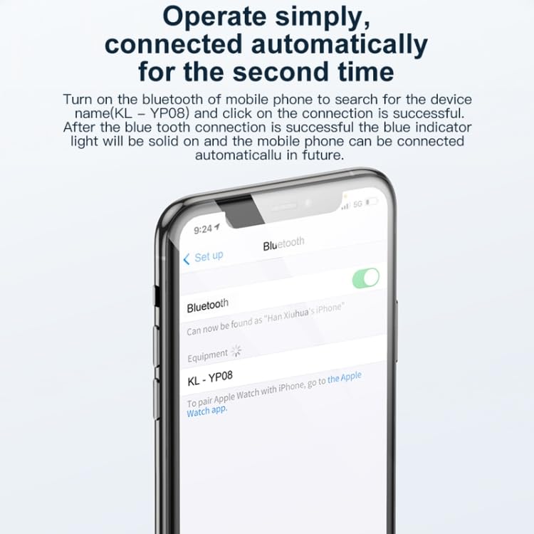 Smartphone screen showing Bluetooth pairing for KL-YP08