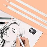 White Charcoal Pencil Set, 3 Pcs Professional Sketching Highlight Drawing Pencils for Artists, Fine Art Supplies for Creative Studio, Mixed Media and Sketchbook Journaling
