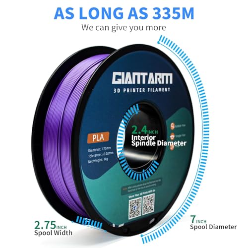Image of PLA Filament 1.75 mm, GIANTARM 3D Printer Filament PLA Purple 1 kg Spool