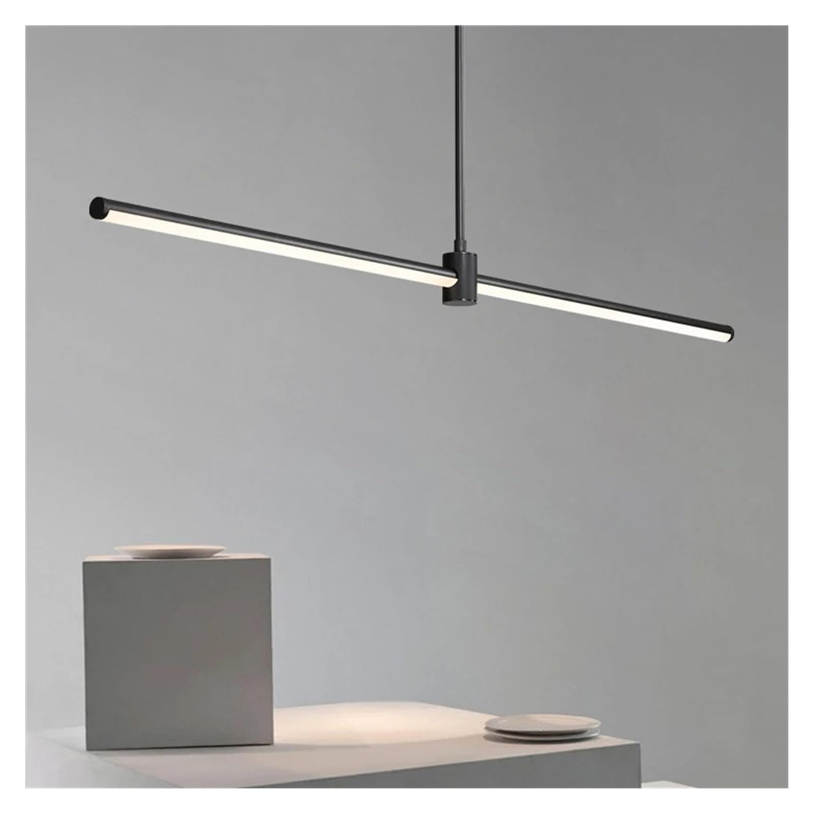 Lampadario a Sospensione lineare Moderno per Ufficio, Tubo a LED a Forma Unica, Ideale per Sala da Pranzo, Hotel, Camera da Letto, Arredamento per Interni (D Oro 9x40cm, Luce Calda)