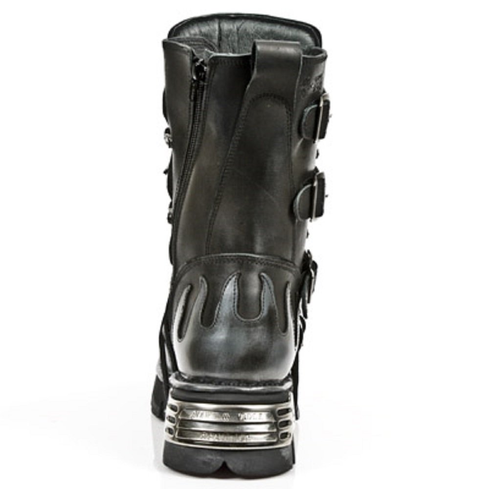 New Rock Metallic nero Pelle Stivali M.591-S2