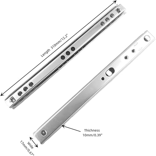 Miniatura 2 de Diapositivas de cajones de dos vías con deslizamiento suave, 7, 10, 12, 13, 16 pulgadas de largo, 0.7 pulgadas0.669 in de ancho, rieles de cajón de