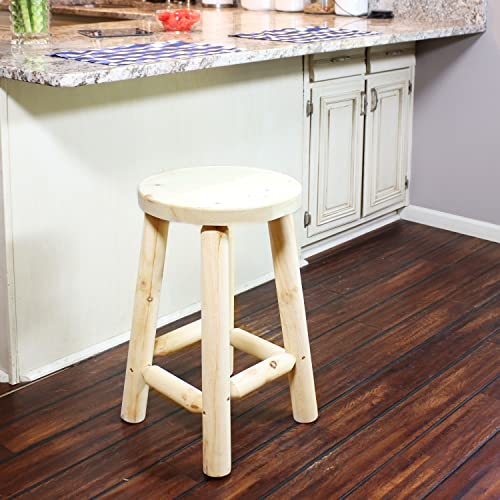 Sunnydaze 24-Inch Fir Wood Backless Counter-Height Stool - Unfinished