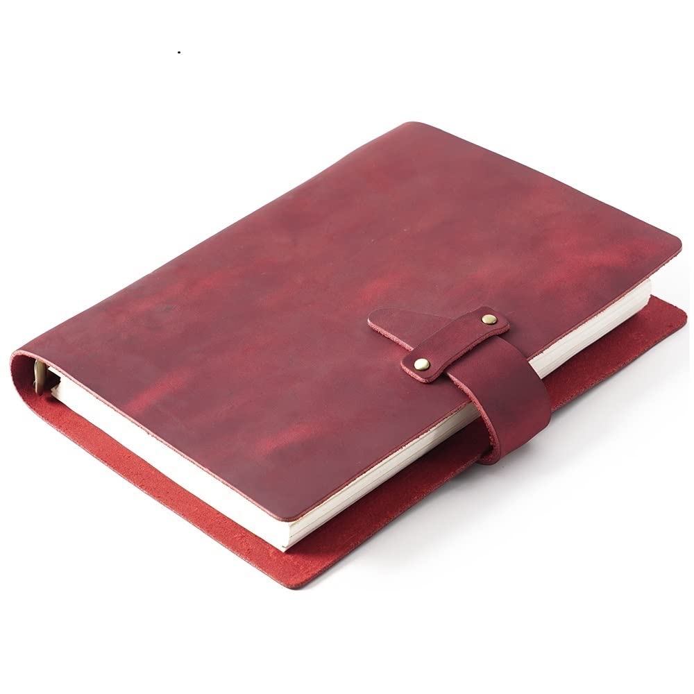 Bullet Journal Bagues en Cuir véritable Rustique Notebook A5 Diary Spiral Diary Bruyant Journal Sketchbook Agenda Papeterie Cahier De Note (Color : Red, Size : A5)