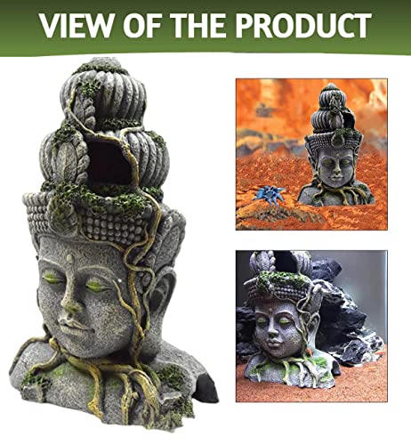 Image of Mistletoe Natural Hiding Head Buddha Statue for Aquarium Decoration Ornaments /Toy for Fish Tank ONLY for Above 2ft Tank Decor