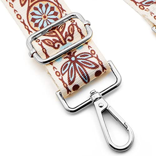 Image of Silvery Buckles Wide Shoulder Strap Adjustable Replacement Belt Crossbody Canvas Bag Handbag