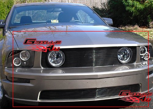 APS Compatible with 2005-2009 Mustang GT V8 Black Billet Grille Combo N19-H75976F