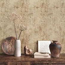 VEELIKE Aged Tan Concrete Wallpaper Peel and Stick Textured Distressed Concrete Look Wallpaper for Bedroom Living Room 15.7x118 Removable Waterproof Stone Contact Paper for Accent Wall Countertops