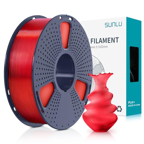 Image of SUNLU 3D Printer Filament PLA Plus 1.75mm, SUNLU Neatly Wound PLA Filament 1.75mm PRO, PLA+ Filament for Most FDM 3D Printer, Dimensional Accuracy + /- 0.02 mm, 1 kg Spool(2.2lbs), Transparent Red
