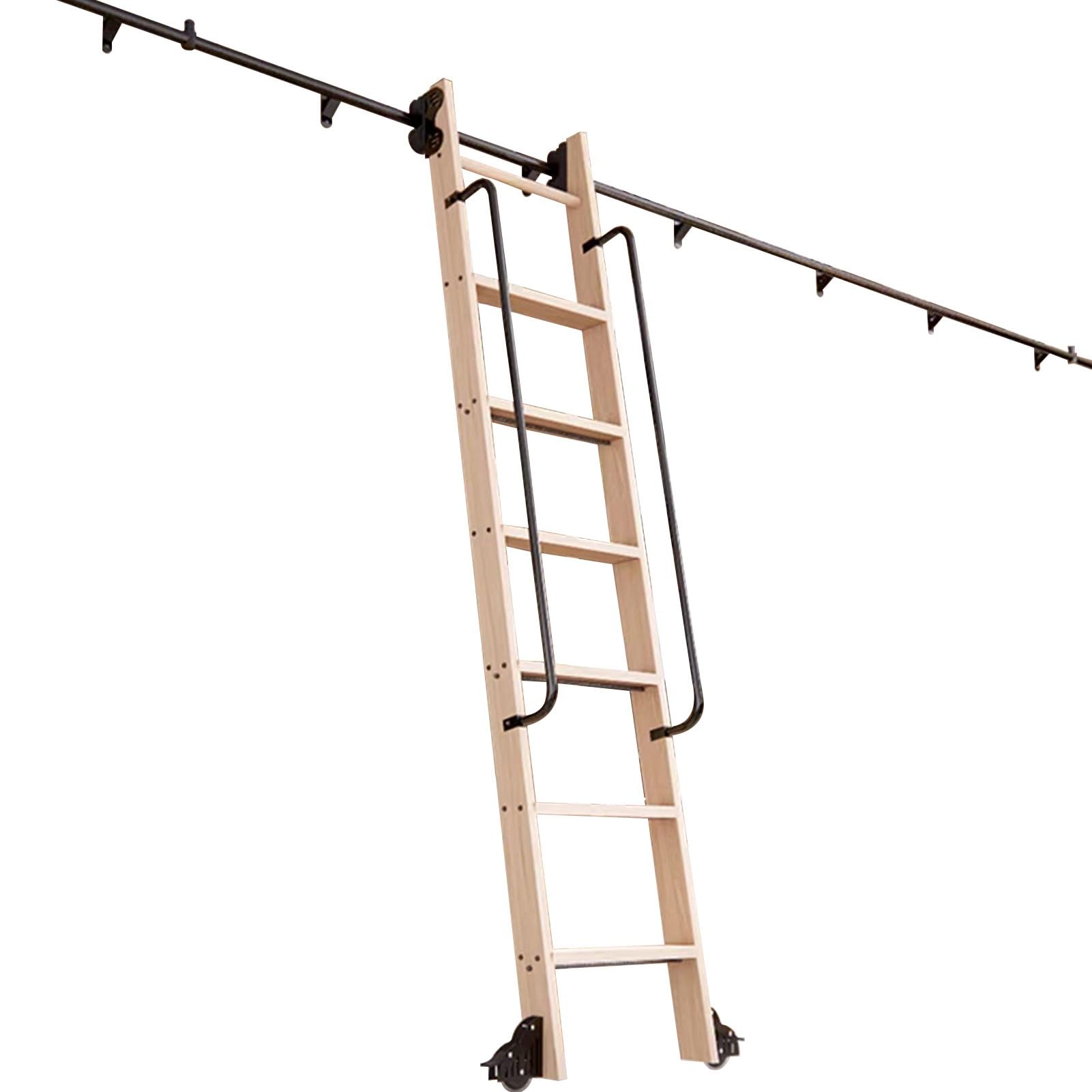 Échelle de bibliothèque coulissante rail noir matériel extensible 720 cm