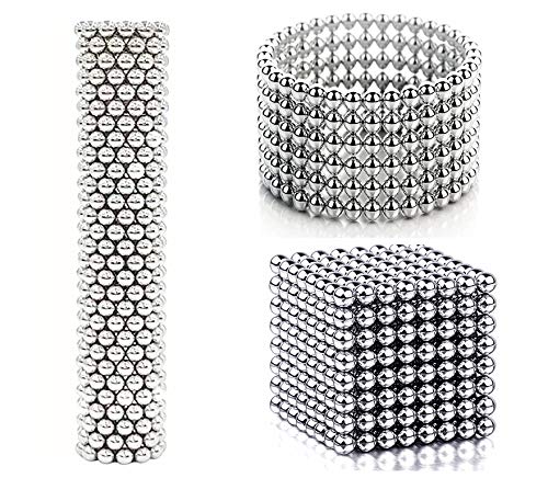 SENBAO Magnet Balls Tactile Gadget Coolest Gift Perfect Stress Relief with Endless Shapes Brainpower Development (Silver-3MM-512PCS)