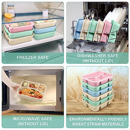 Korlon SKU-478-1 6 Pack Bento Lunch Box, Four Compartment Lunchable Container Reusable Lunch Containers thumb #3