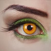 aricona Kontaktlinsen - Orange-gelbe Kontaktlinsen ohne Stärke - farbige Kontaktlinsen Jahreslinsen für Halloween, Karneval, Fasching, Cosplay, 2 Stück