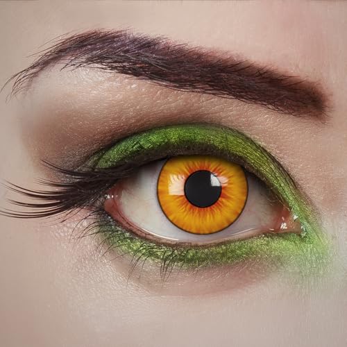 aricona Kontaktlinsen - Orange-gelbe Kontaktlinsen ohne Stärke - farbige Kontaktlinsen Jahreslinsen für Halloween Karneval Fasching Cosplay 2 Stück