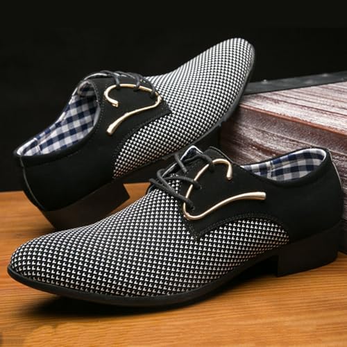 Men's Dress Shoes, Mens Oxford Shoes, Leather Stylish Lace-Up Plain Toe Brogues, Business Casual Formal Derby Shoe4