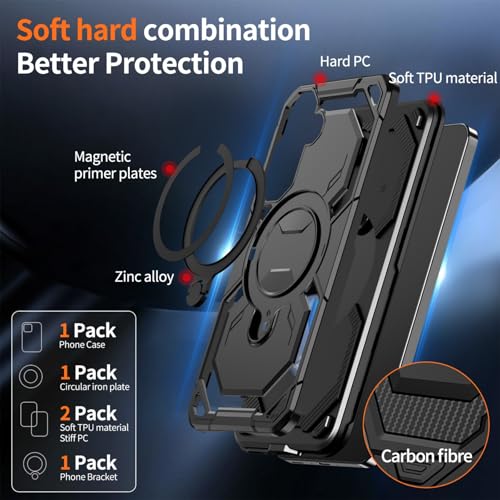 Coque Samsung A56 compatible MagSafe noire avec support intégré en TPU
