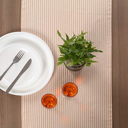 Native Fab Set of 2 Cotton Table Runners Farmhouse 90 Inches Long - Parties Rustic Bridal Shower Decor Dining Table Runners, Wedding Table Runners 14x90 Orange Natural