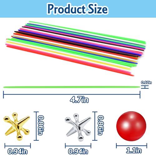 image for ZeeDix 3 Sets Jacks Game and Pick Up Sticks, 180 Pcs Sticks and 30 Pcs