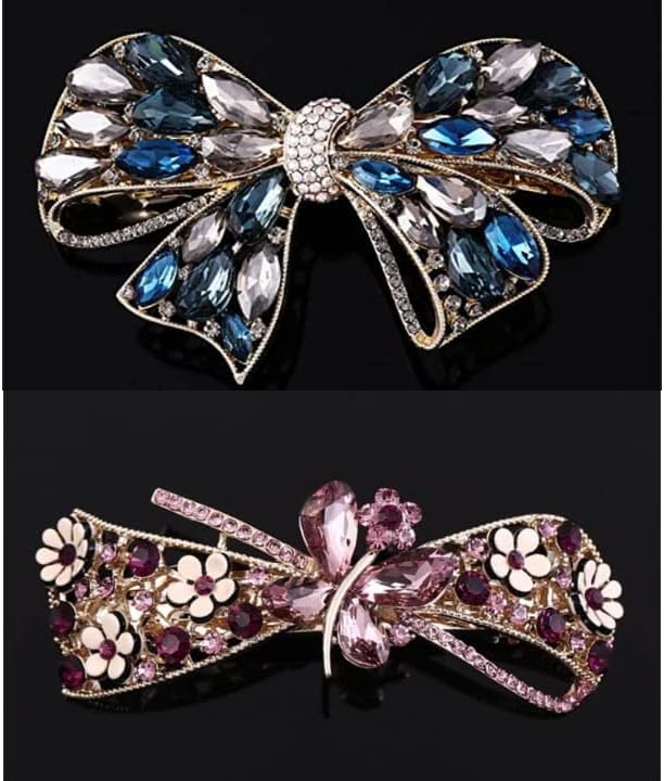 Vintage Hair Barrette Clip for Girls, Black, Metal Automatic Clasp Strong Hold Grip Hair Clips for Women, No Slip and Durable Styling Girls Hair Accessories,2 pcs