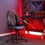 X-Rocker Saturn Mid Back Compact Gaming Chair for Kids & Teens - Ergonomic, Comfortable, Height Adjustable, Wipe-Clean Faux Leather - Black/Gold