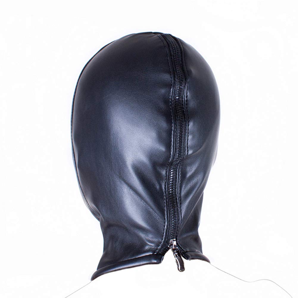 SXOVO Máscara erótica de 3 orificios Máscara de cabeza con cremallera Ojos abiertos y boca Hueco Bondage Fetish Cosplay Sex Toy (Negro)