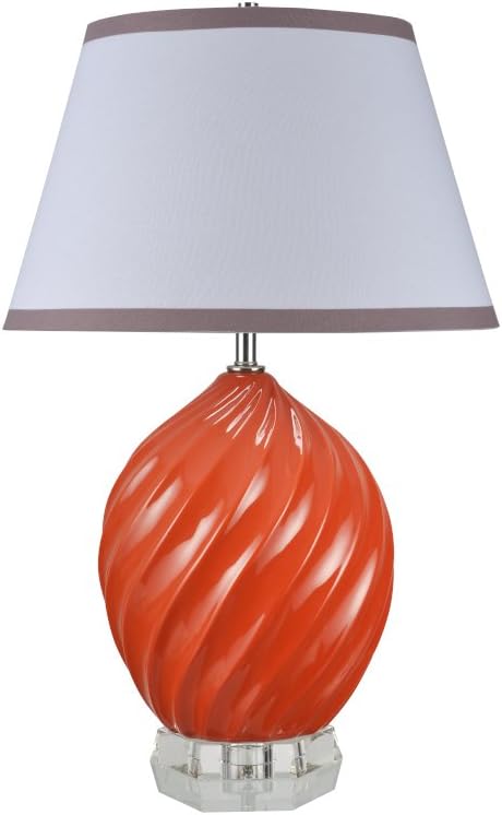 Aspen Creative 40044-2, 26 1/2" High Traditional Ceramic Table Lamp, Daffodil Yellow with Crystal Base and Empire Shaped Lamp Shade in White, 17 1/2" Wide