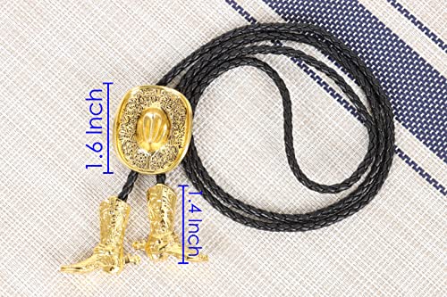 Image of Bolo Ties for Men Western - 3D Cowboy Hat Design With Vintage Boots, Western Bolotie Bola Tie